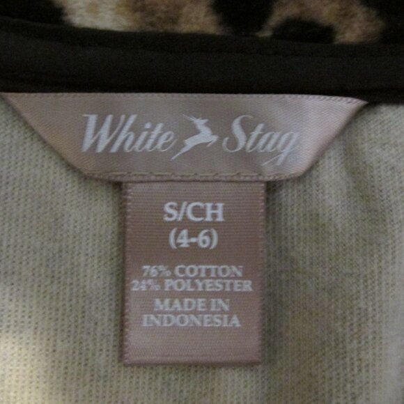 WHITE STAG WOMEN'S SZ S (4-6) TOP VELOUR BROWN LEOPARD ANIMAL PRINT LS TUNIC NWT - Picture 6 of 9